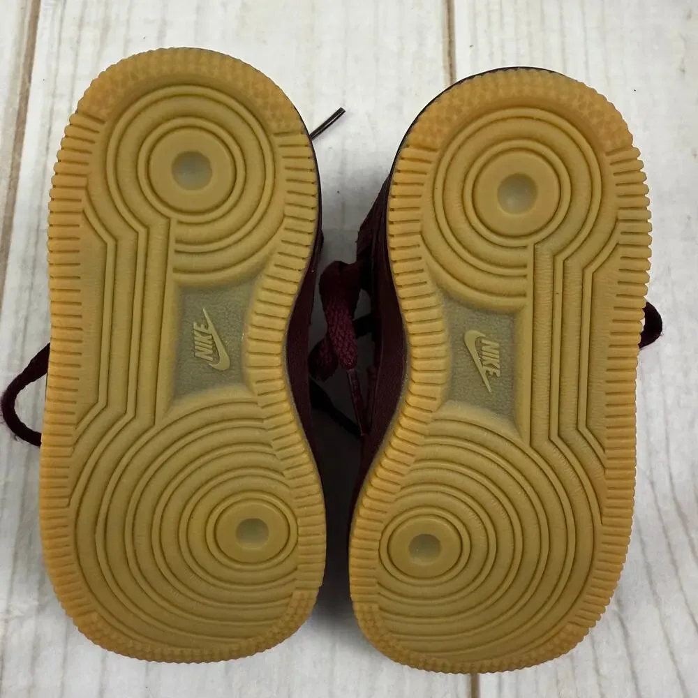 nike toddler air force 1 mid LV8 burgundy suede‎ shoes 8C